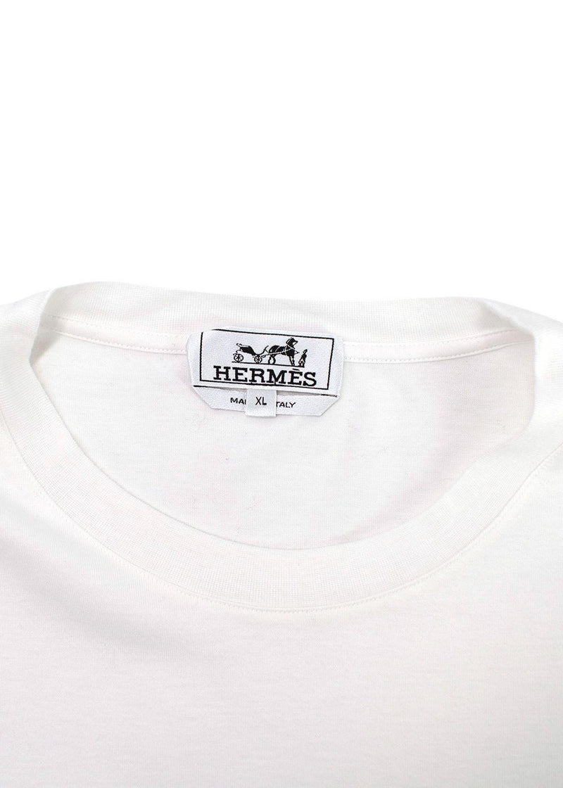 Hermes White Mega Chariot Print Cotton  T-Shirt