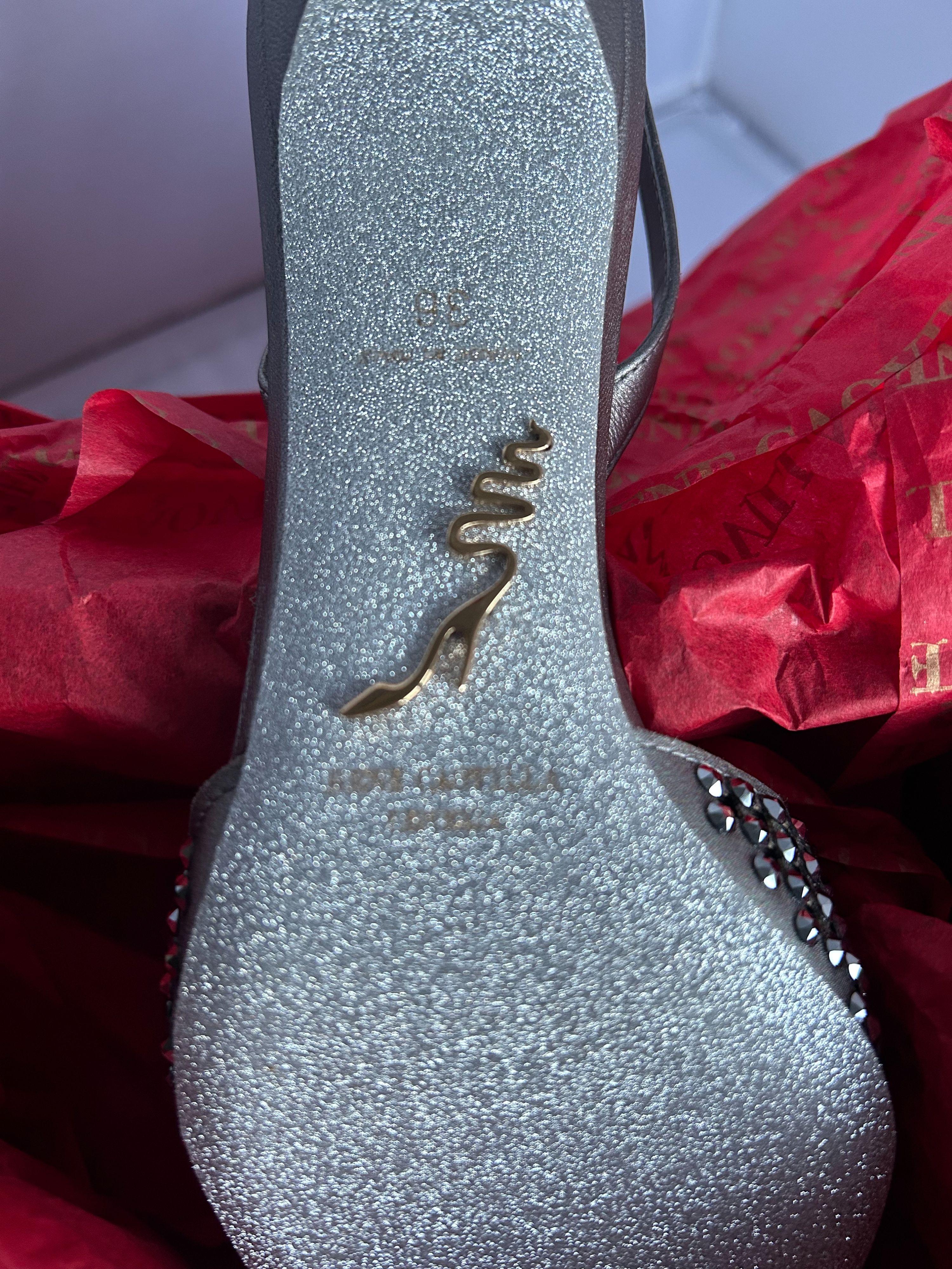 Rene Caovilla Silver Crystal Embellished Pumps
