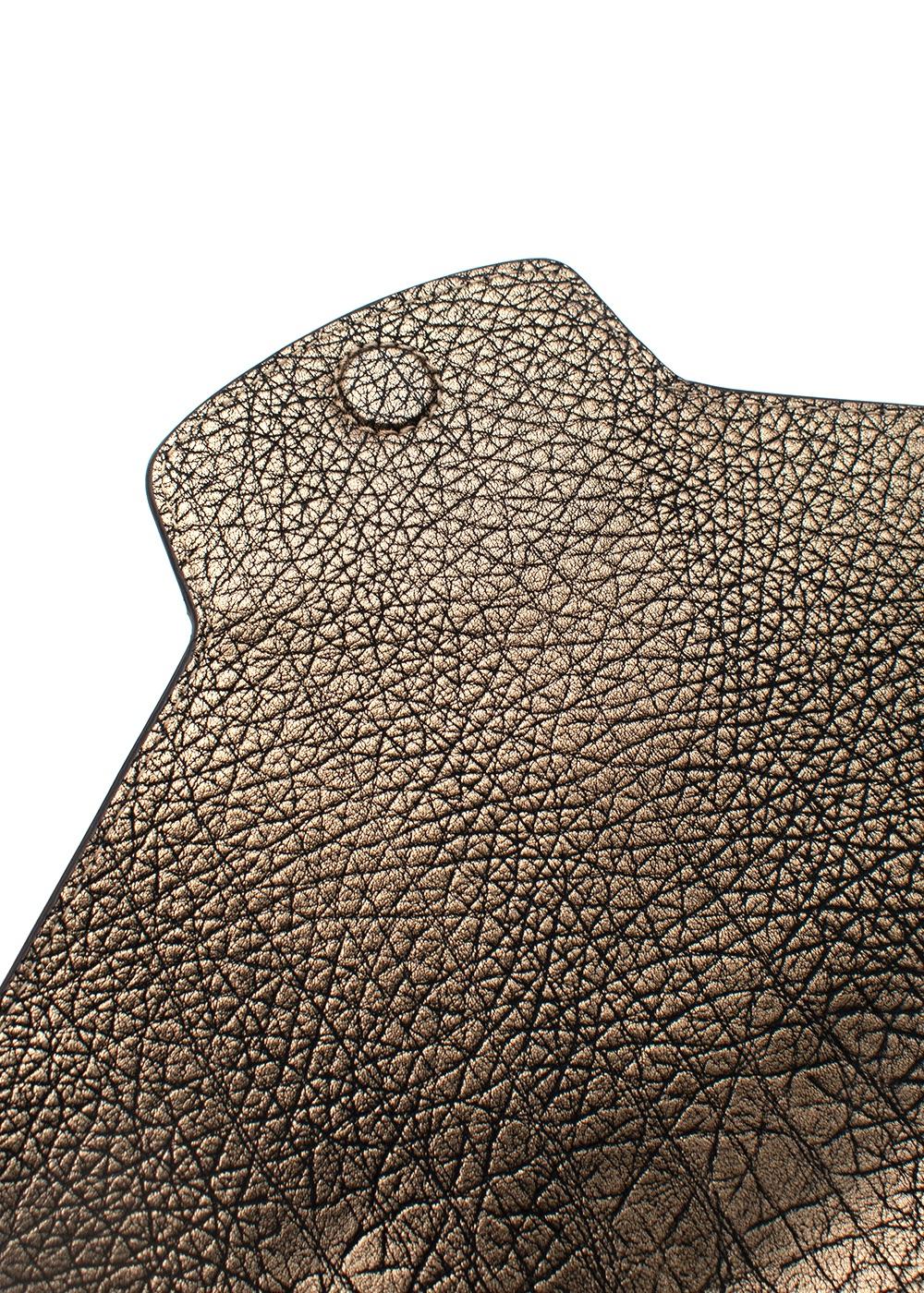 Gold Metallic Embossed Leather Clutch Bag