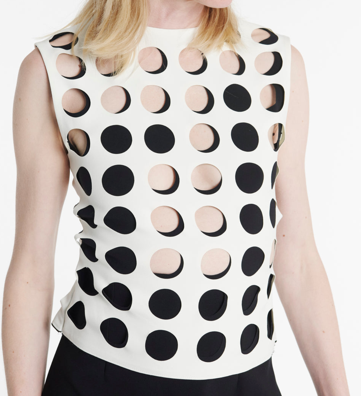 A.W.A.K.E. Mode White Layered Holes Sleeveless Top