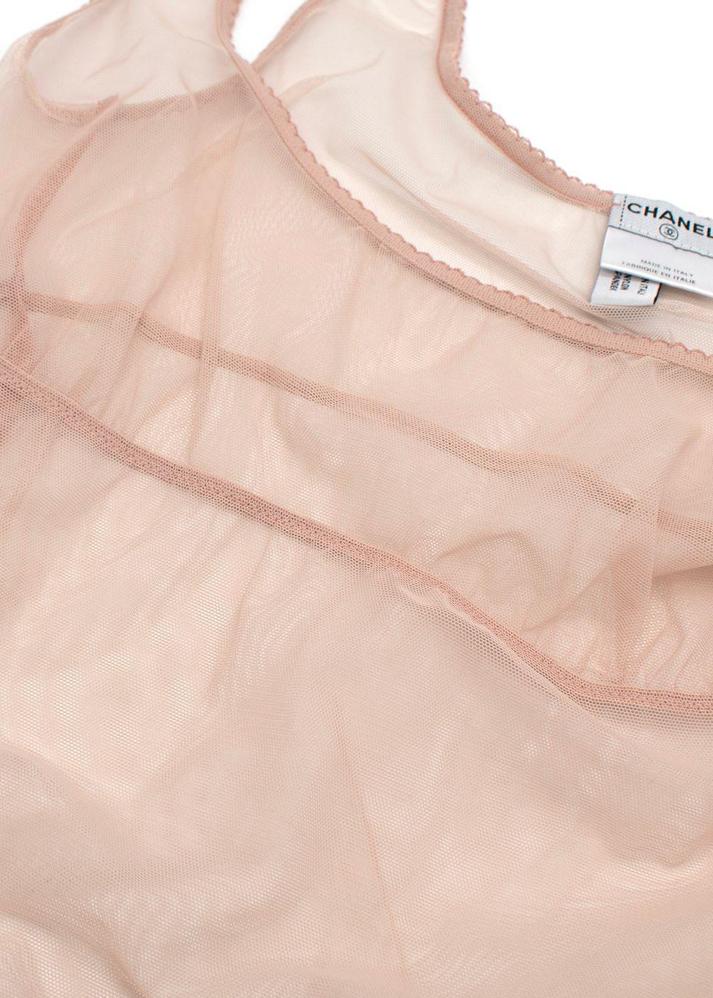 Chanel  Pink and Nude Sheer Net Double Top