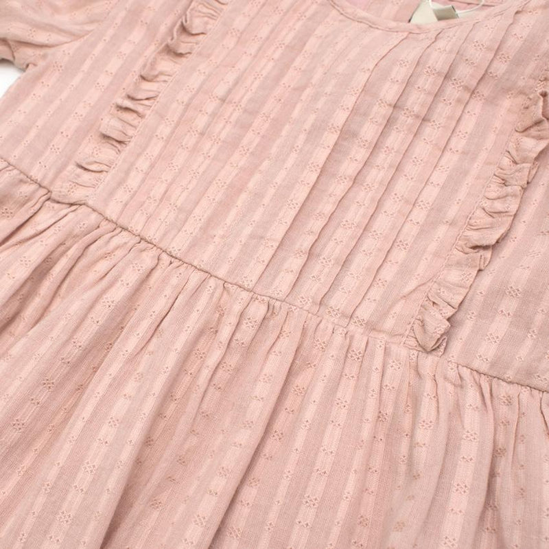 Bonnet a Pompon Pink Long Sleeve Patterned Dress