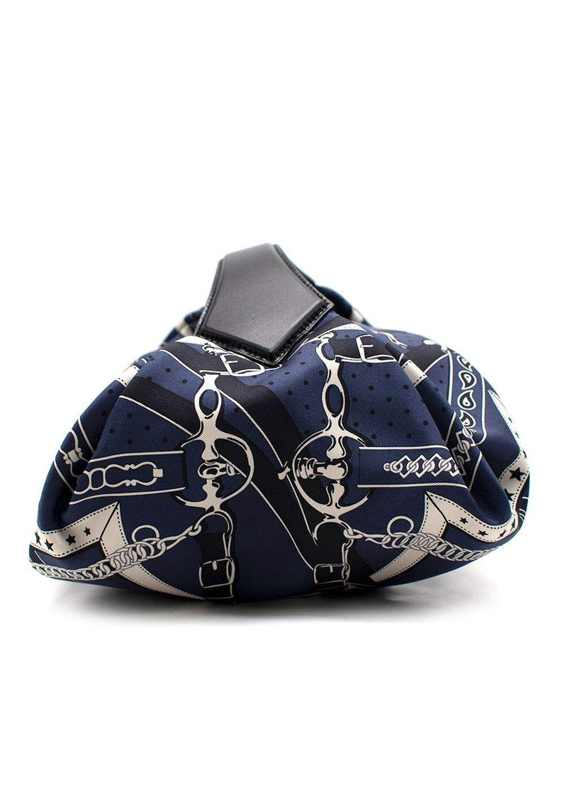 Hermes Navy Printed Silk Balusoie Bag