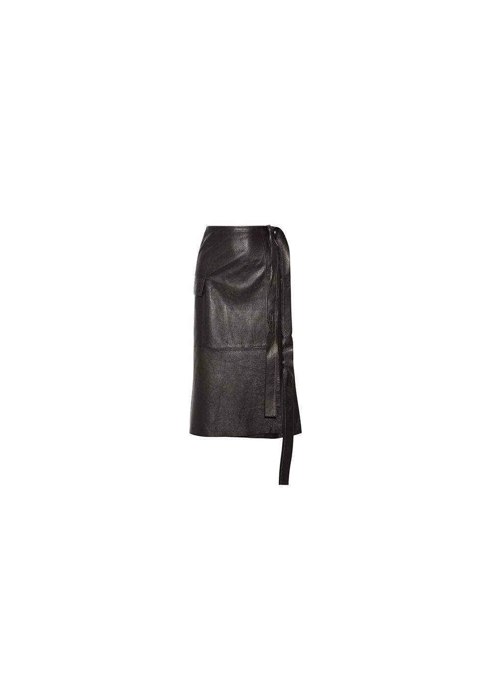 Black Leather Wrap Skirt
