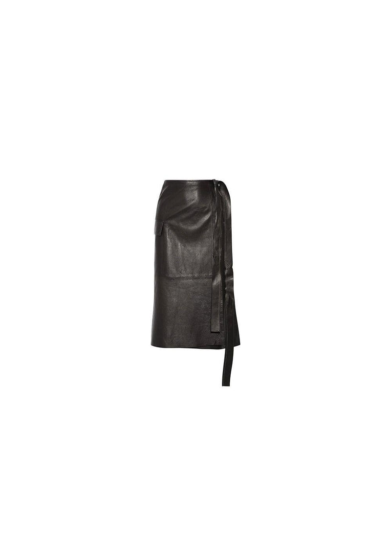 Black Leather Wrap Skirt
