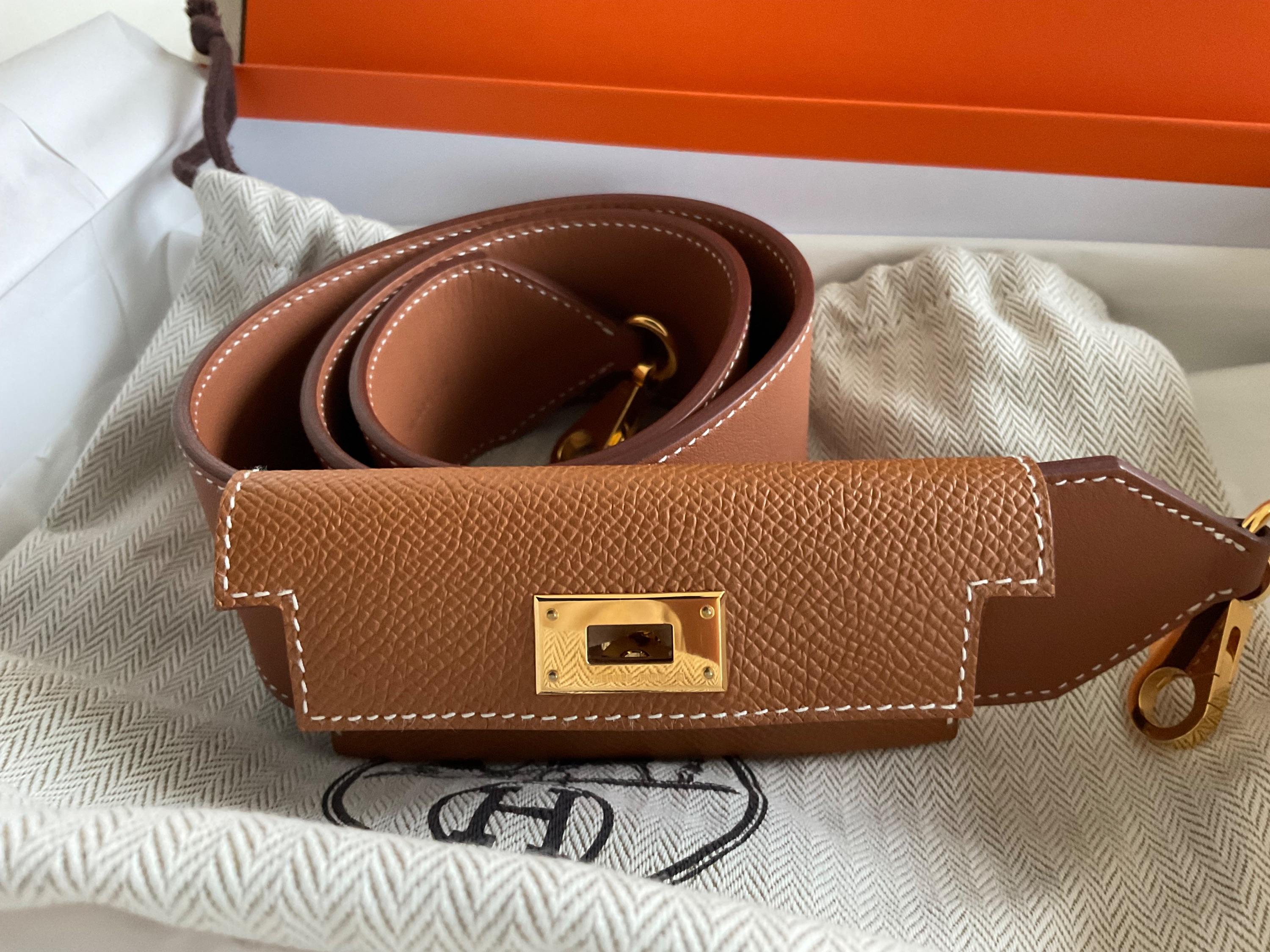 Hermes Gold Kelly Pocket Strap with Gold Hardware