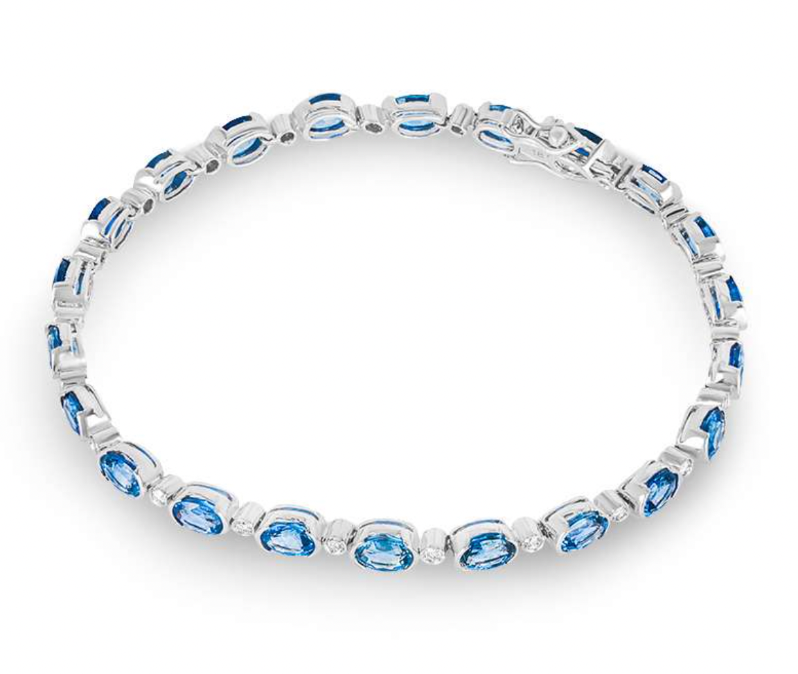18ct White Gold Diamond & Sapphire Line Bracelet