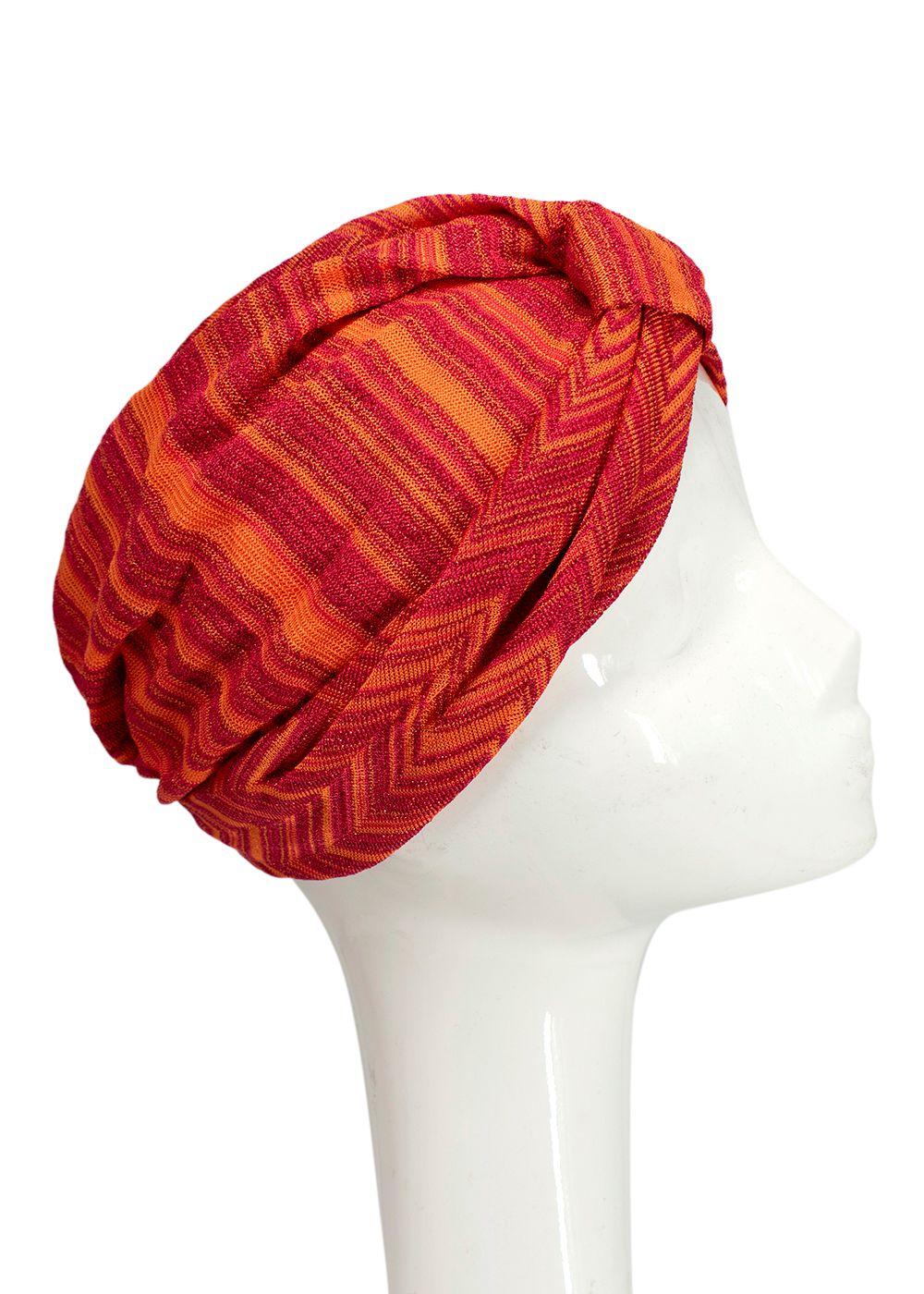 Missoni Red and Orange Glitter Knit Turban