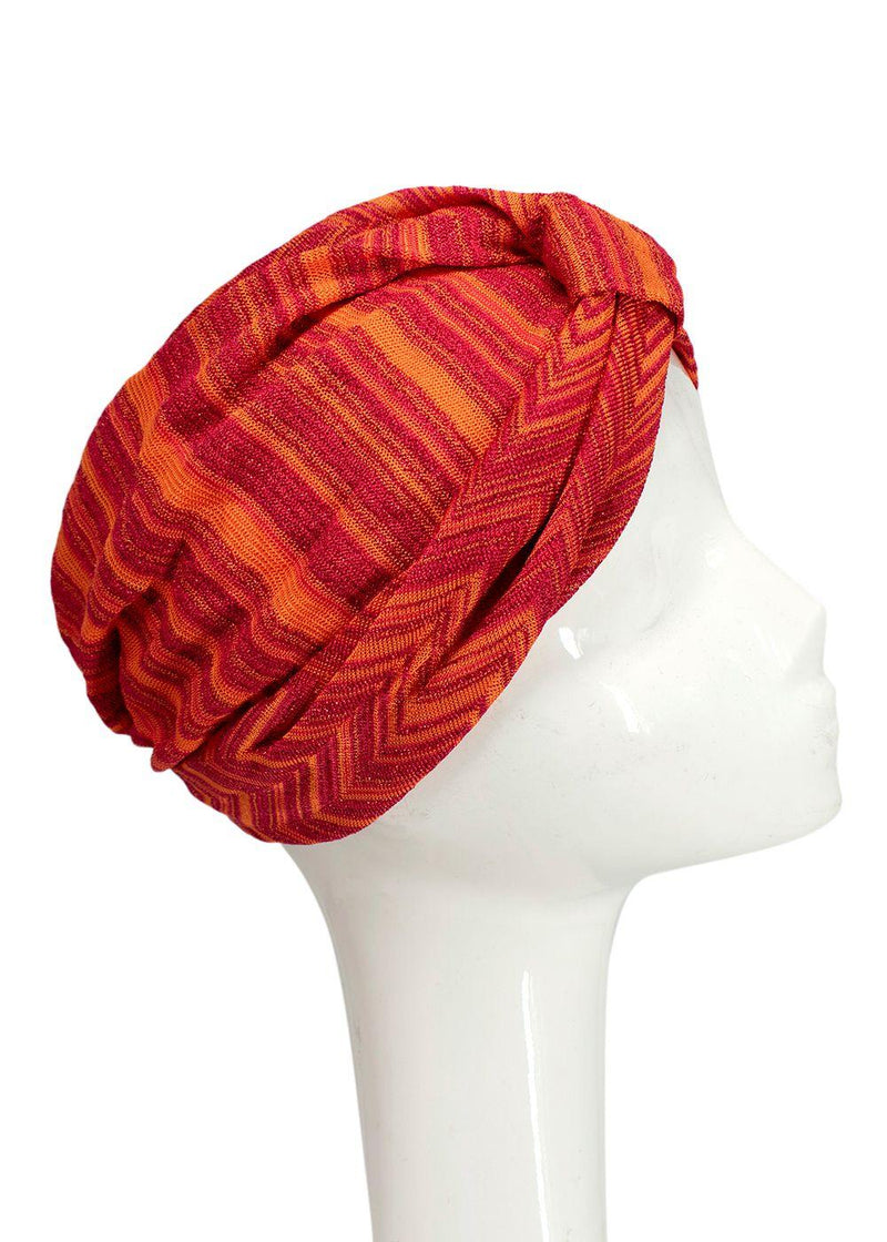 Missoni Red and Orange Glitter Knit Turban
