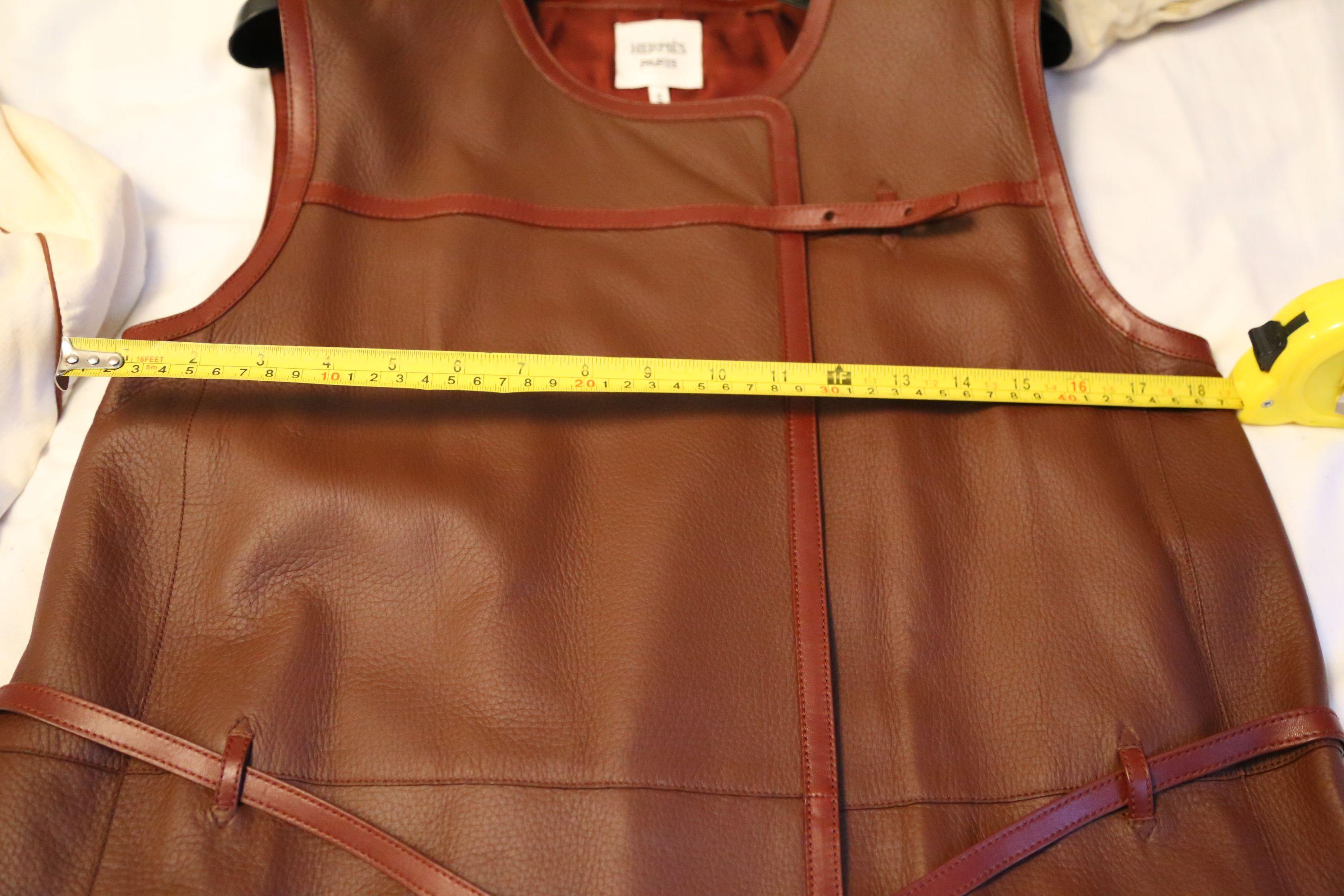 Hermes Soft Maroon Leather Long Gilet