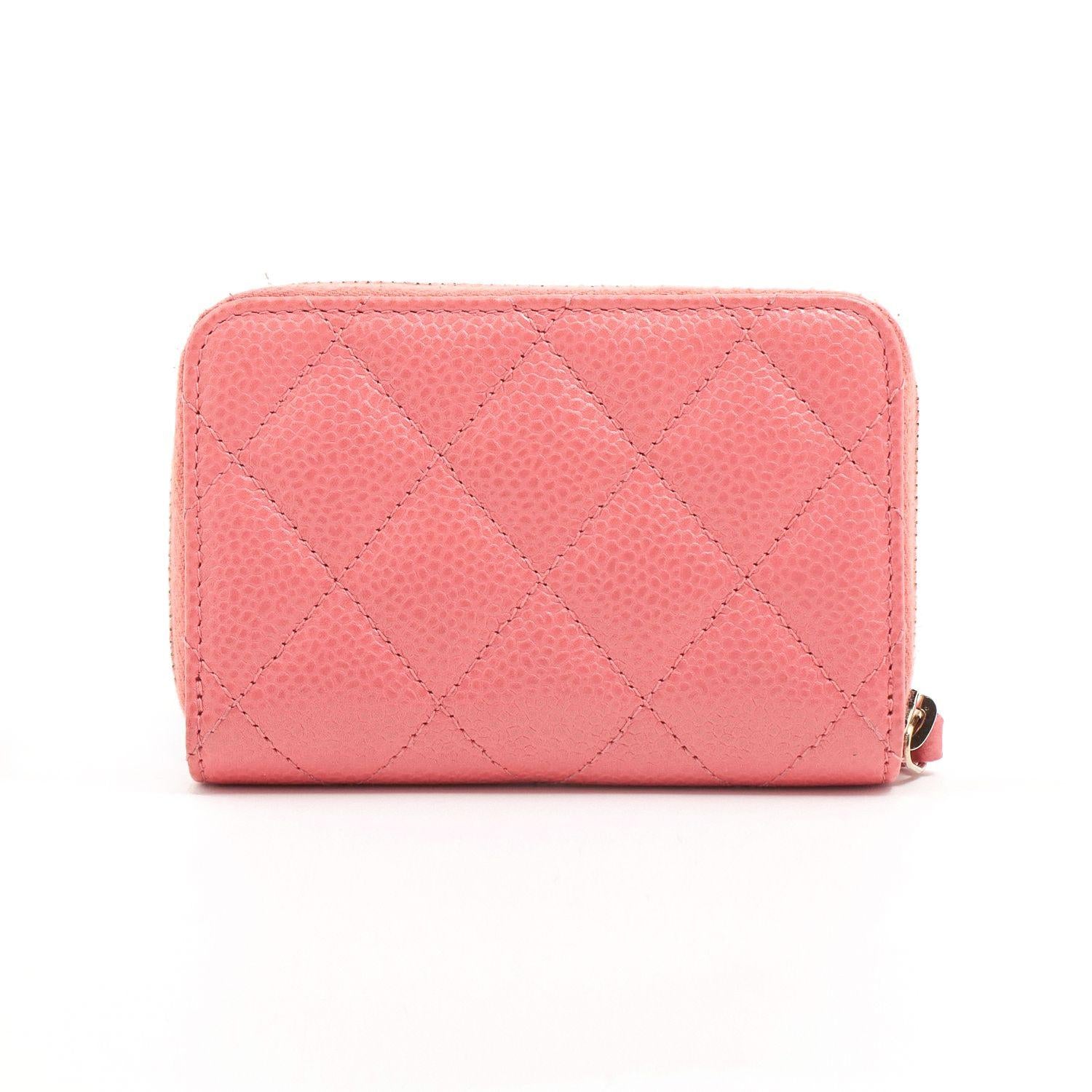 Pink Caviar Quilted Zipped Wallet