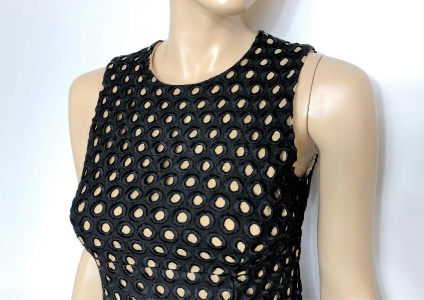 Michael Kors black linen guipure sleeveless dress