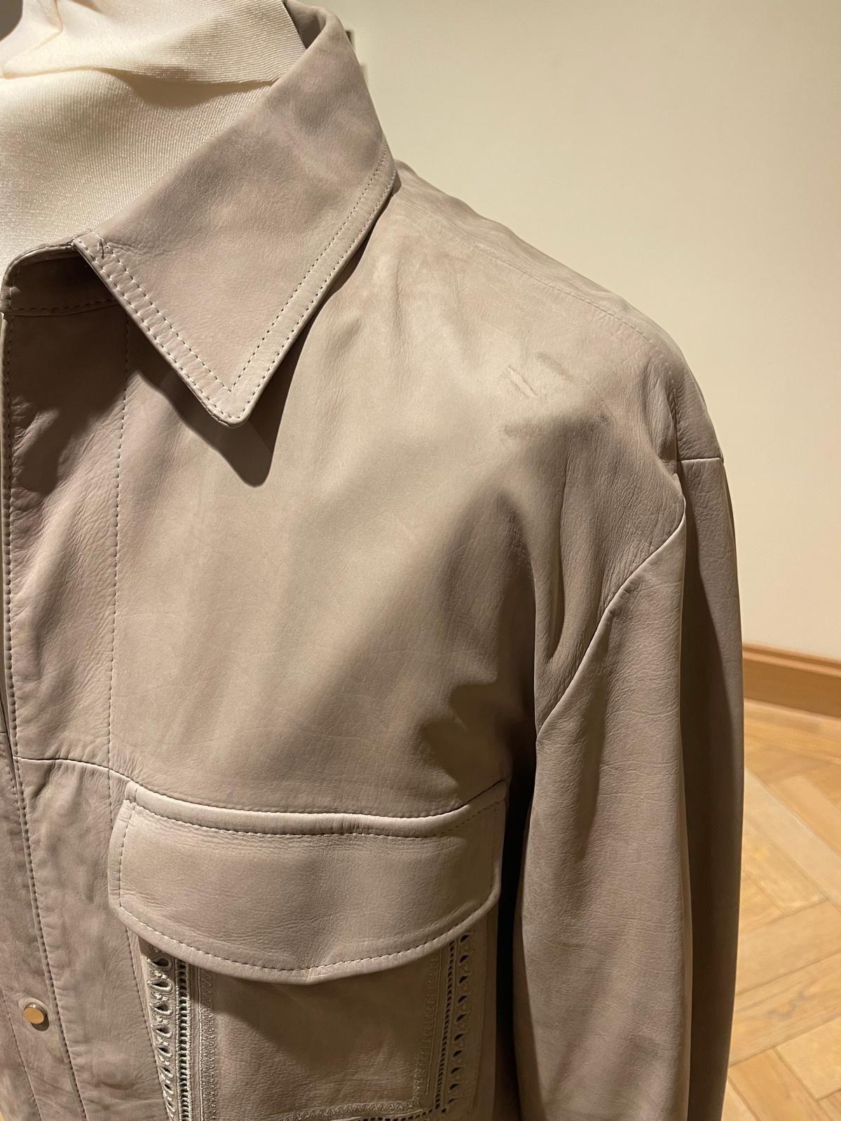 Beige Leather Over-Shirt / Jacket