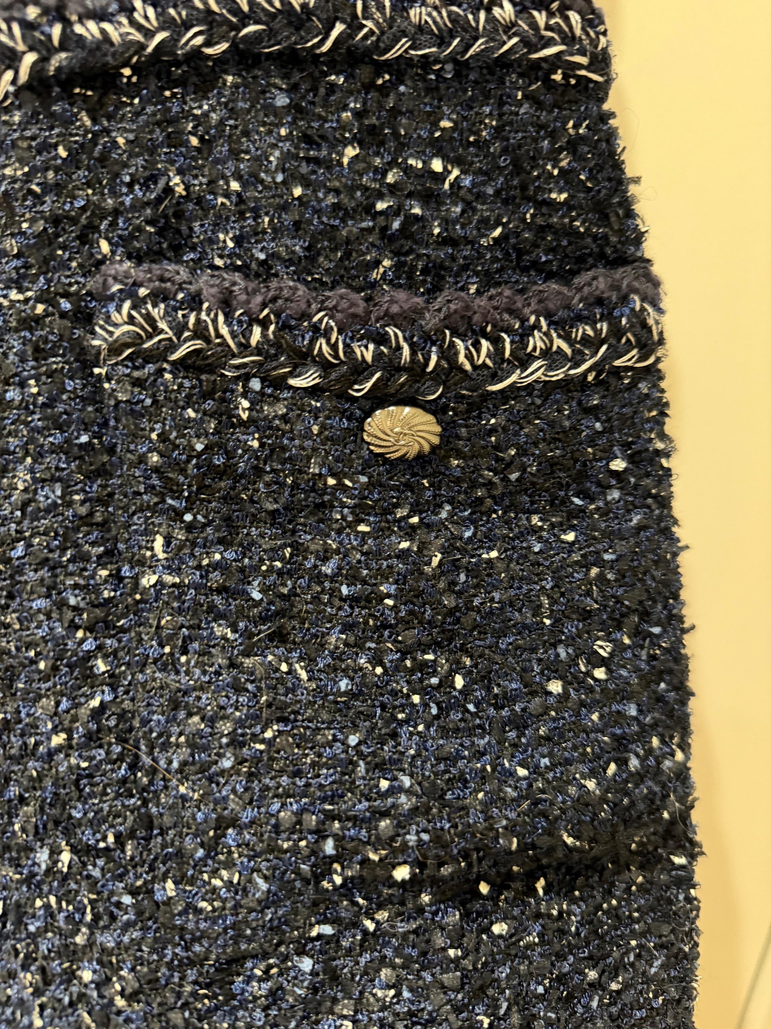 Silk Tweed Navy Dress