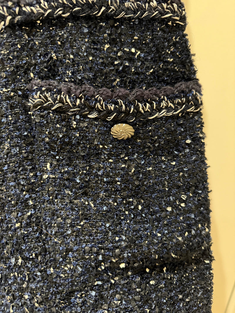Silk Tweed Navy Dress