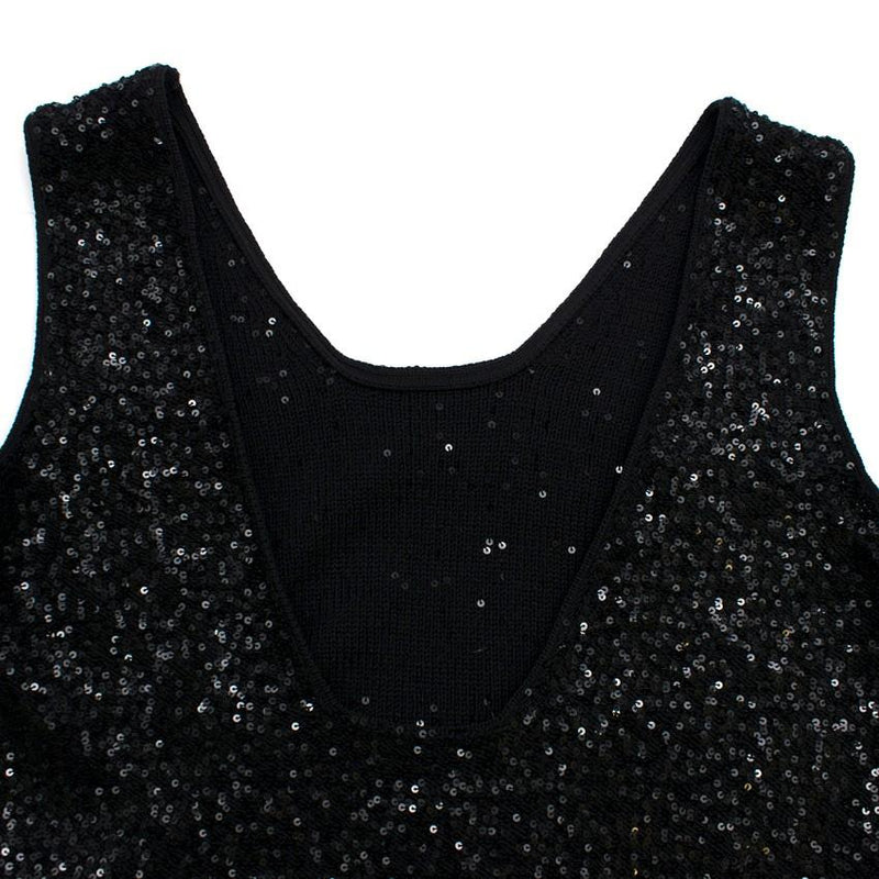 Bespoke Black Sequin Sleeveless Top
