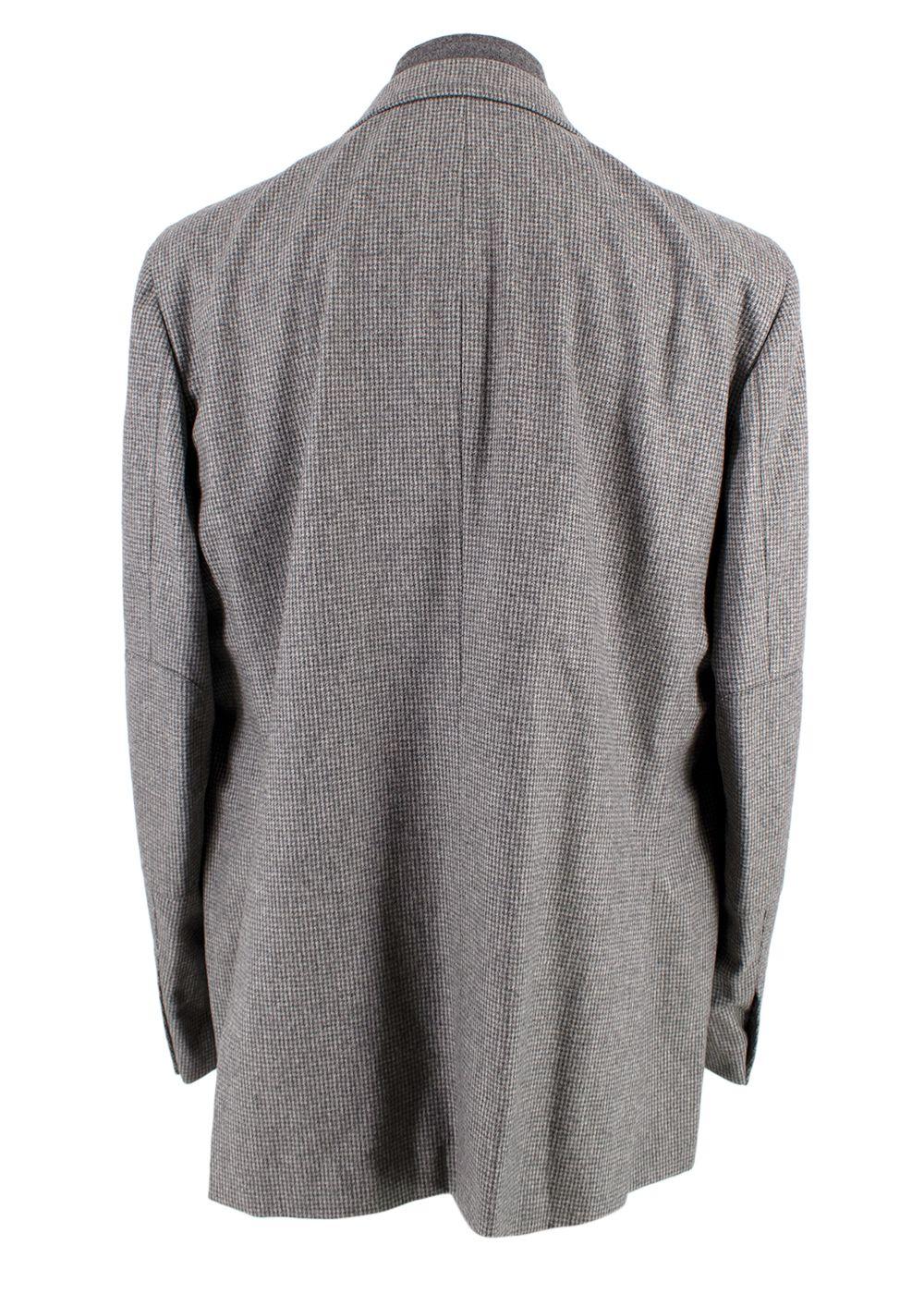 Pal Zileri Grey Houndstooth Single Breasted Wool Scooter Jacket