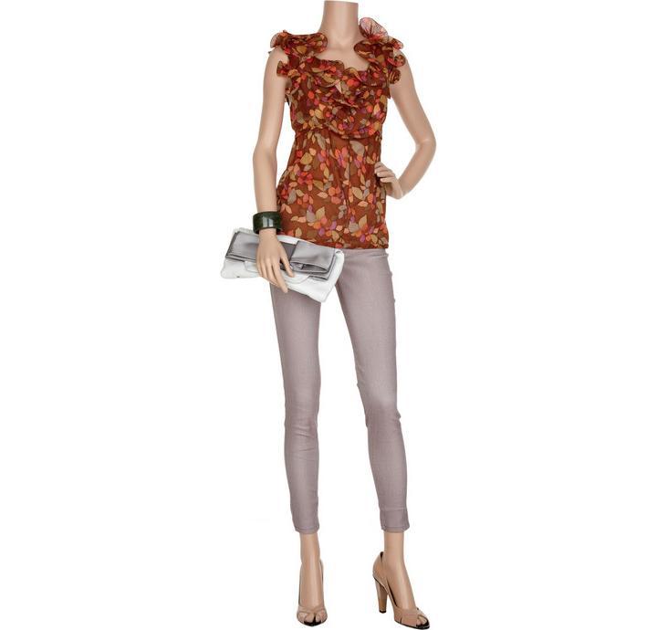 Marc Jacobs Ruffle-trimmed sheer printed cotton top
