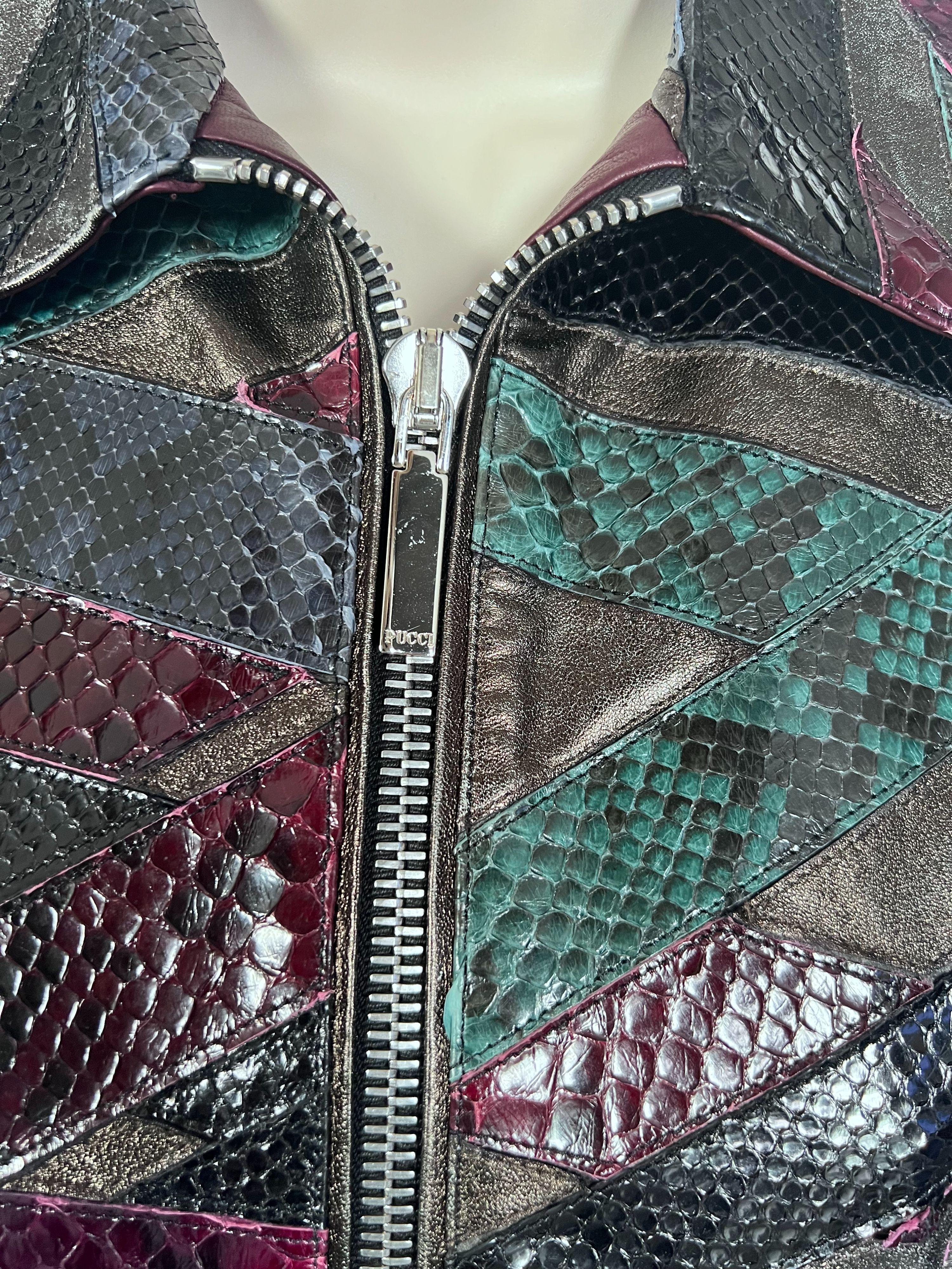 Python & Calf Leather Multicoloured Patchwork Jacket