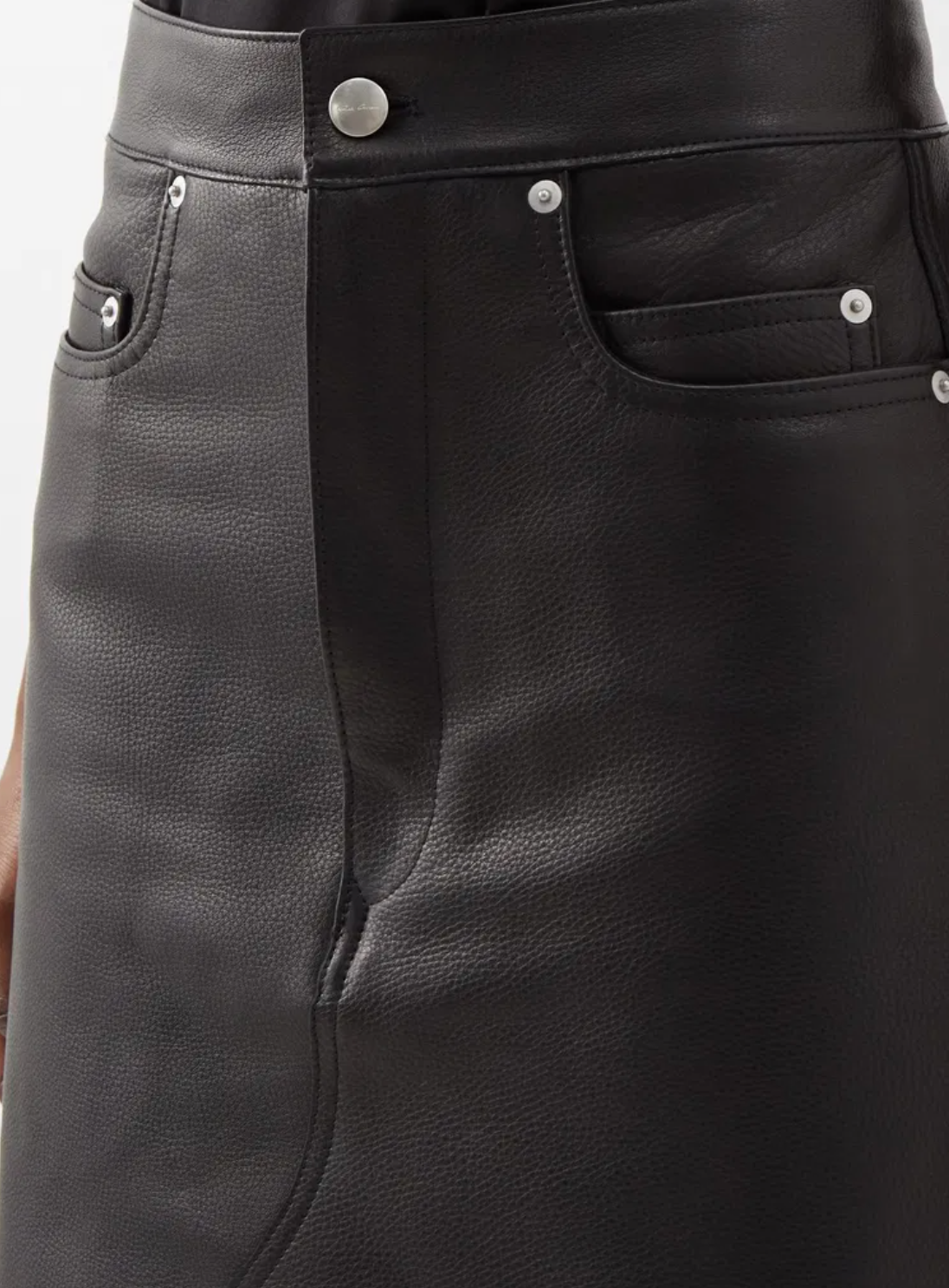Rick Owens Lido Mid-Rise Leather Mini Skirt