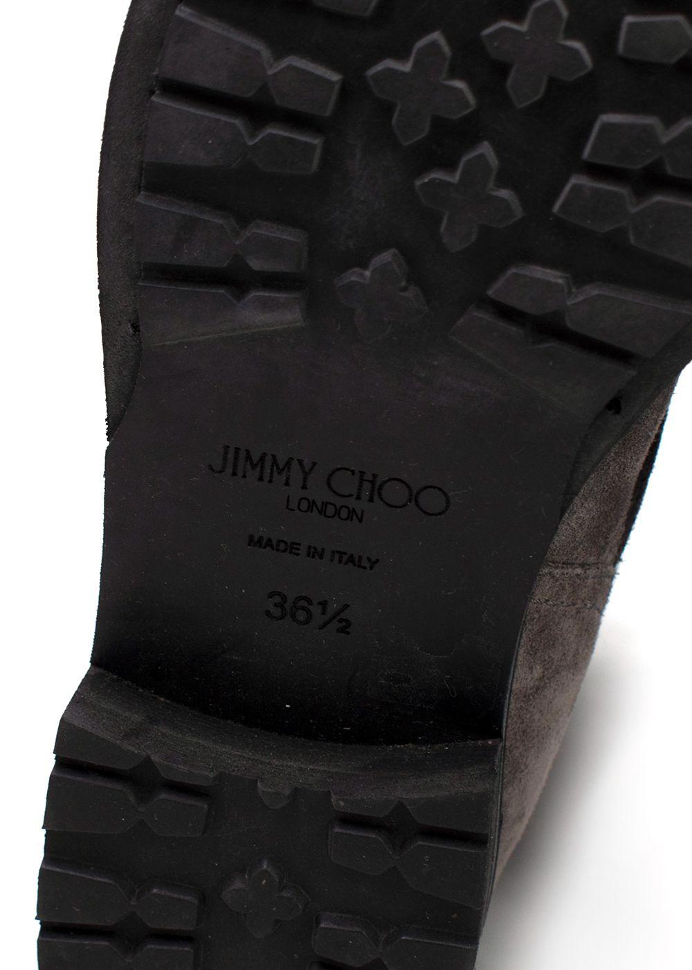 Jimmy Choo Grey Suede Youth II Buckled Suede Ankle Boots