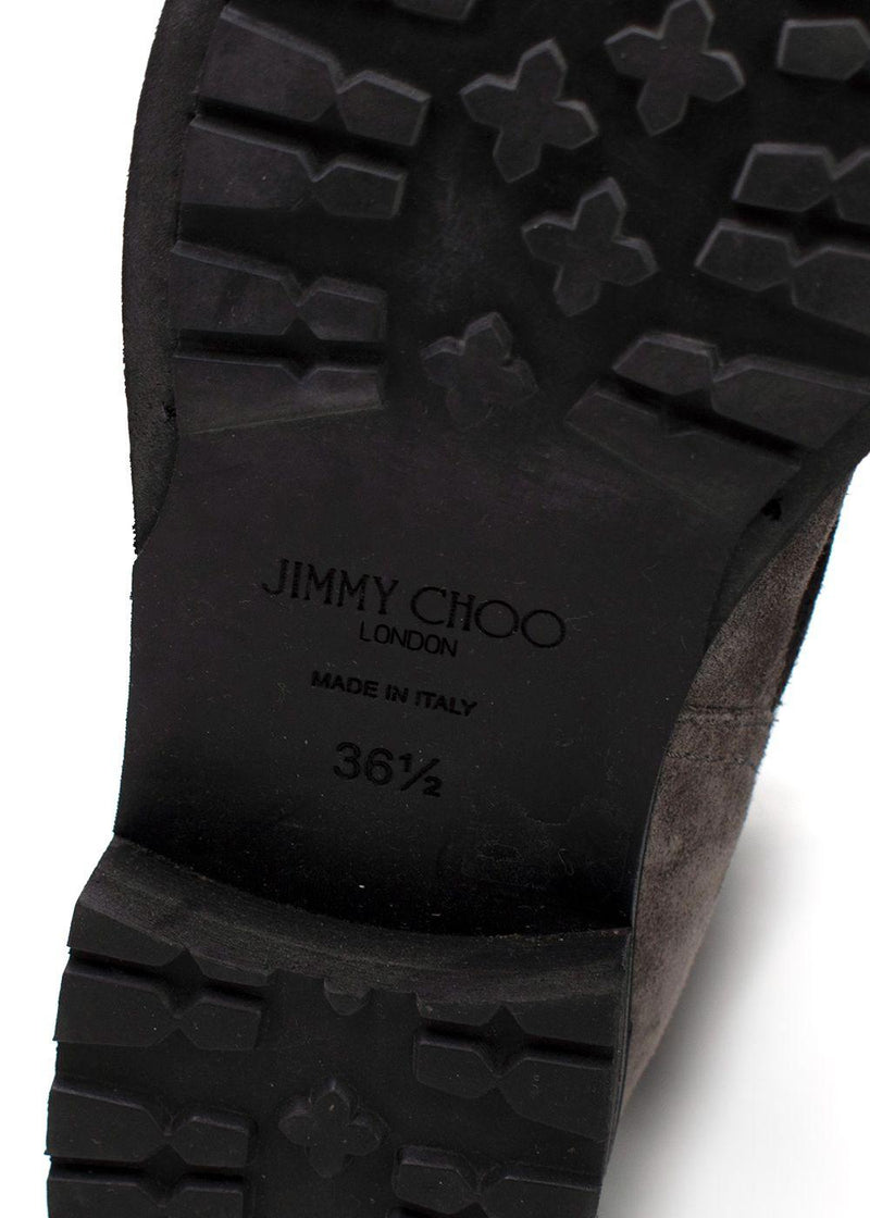 Jimmy Choo Grey Suede Youth II Buckled Suede Ankle Boots