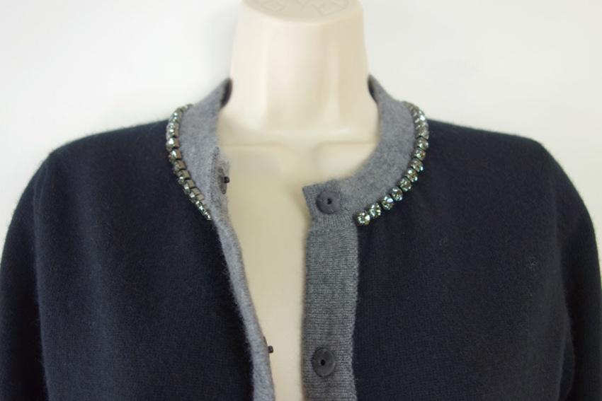 No.21 Crystal Trimmmed Black Wool Cardigan
