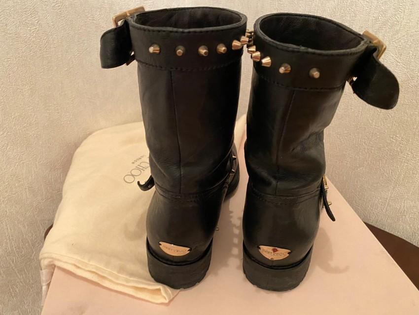 Jimmy Choo Black Leather Biker Boots