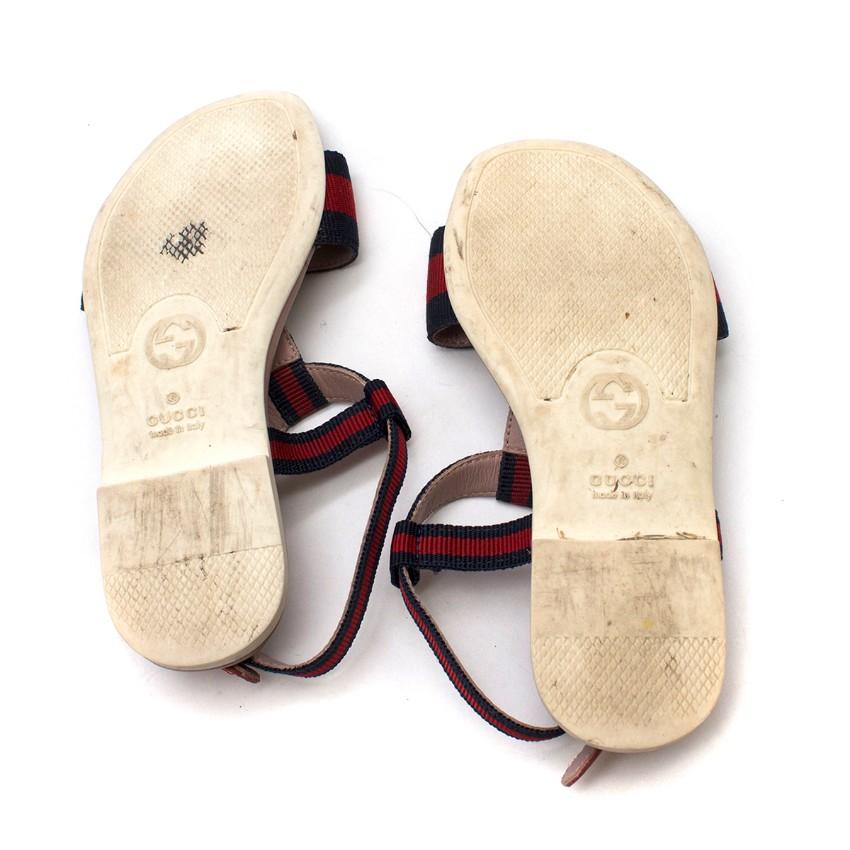 Gucci Girls' Red & Navy Striped Sandals
