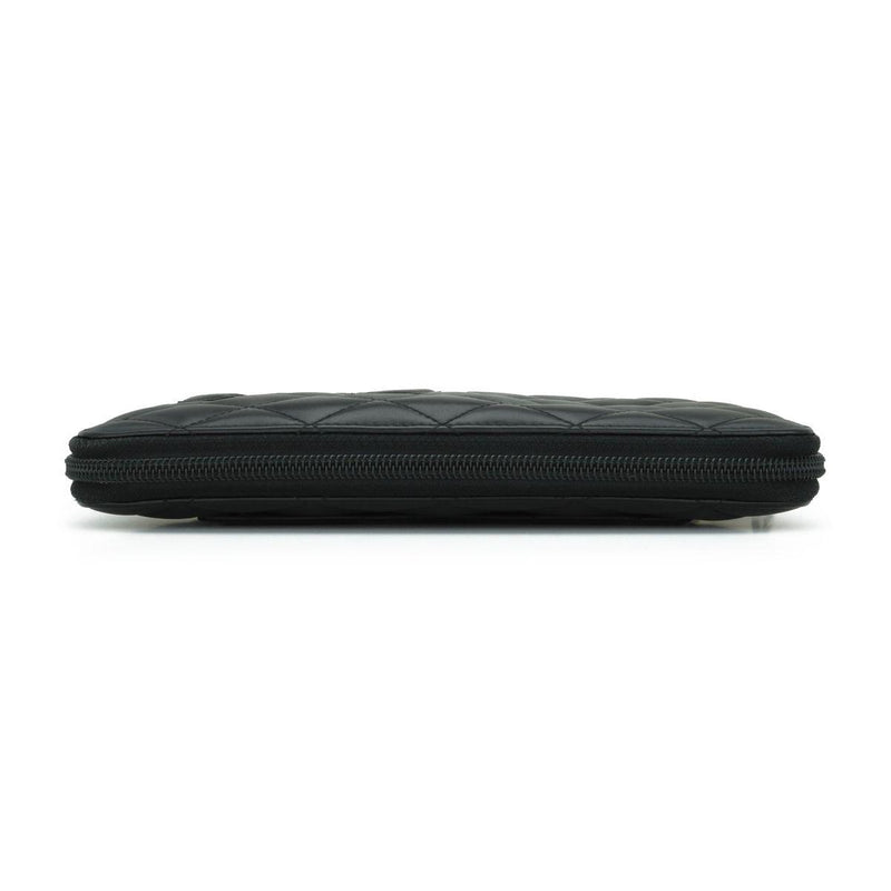 Chanel Black Lambskin Cambon Long Zip Wallet