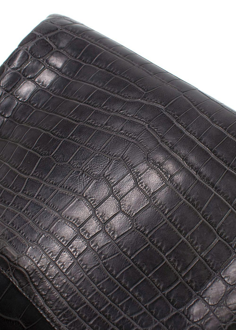 Asprey Grey Crocodile Leather Private Collection Handbag