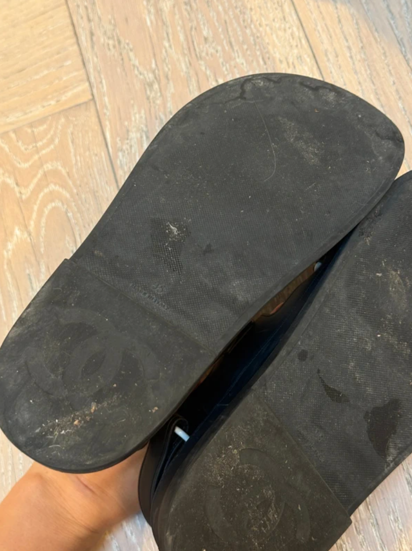 Chanel Black Rubber Dad Sandals