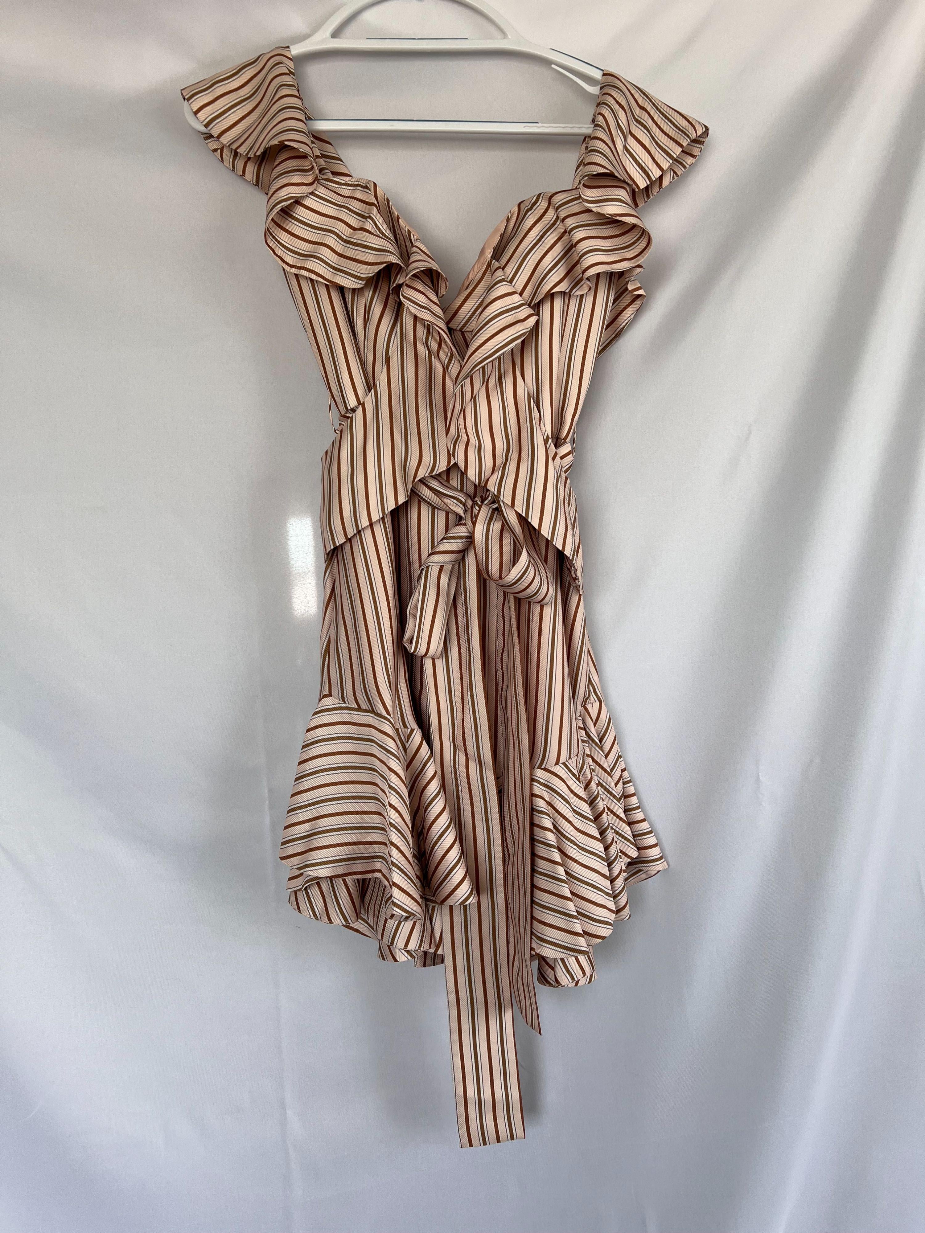 Zimmermann Orange Striped Silk Blend Mini Dress