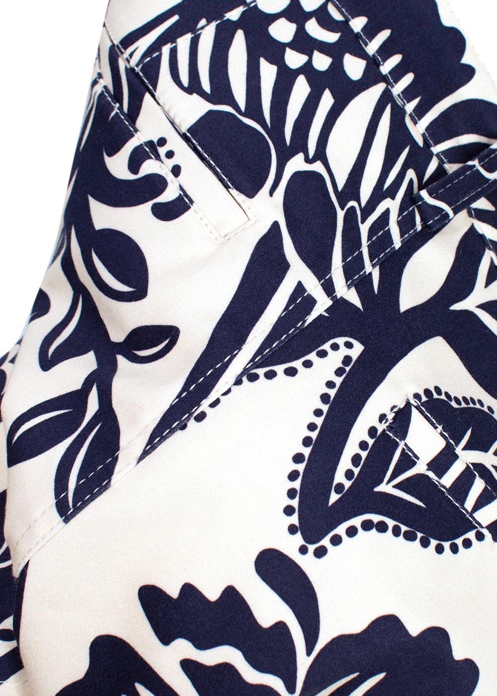 Johanna Ortiz Blue and Cream Floral Print Skirt
