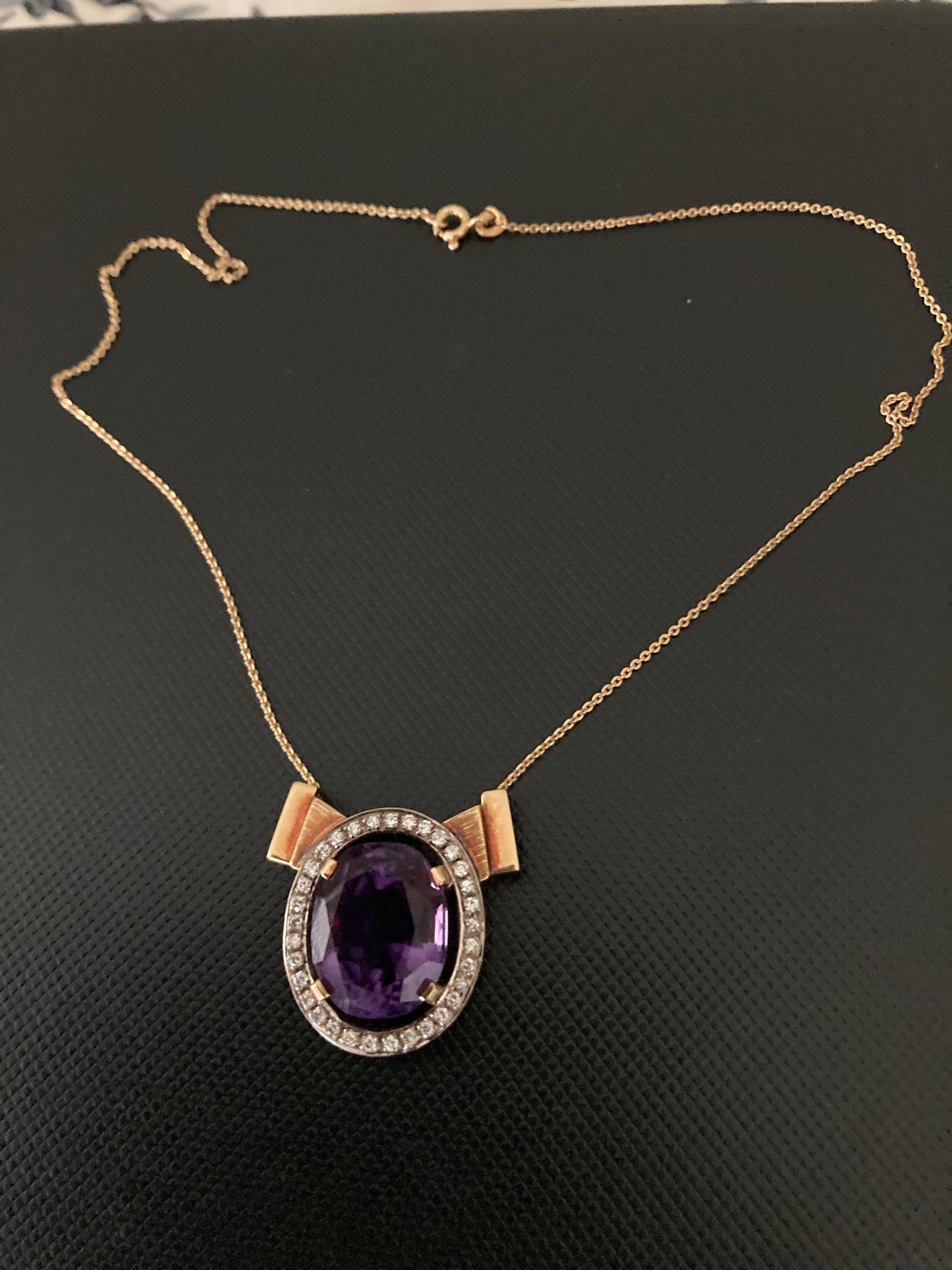 Bespoke Oval Amethyst Pendant Necklace