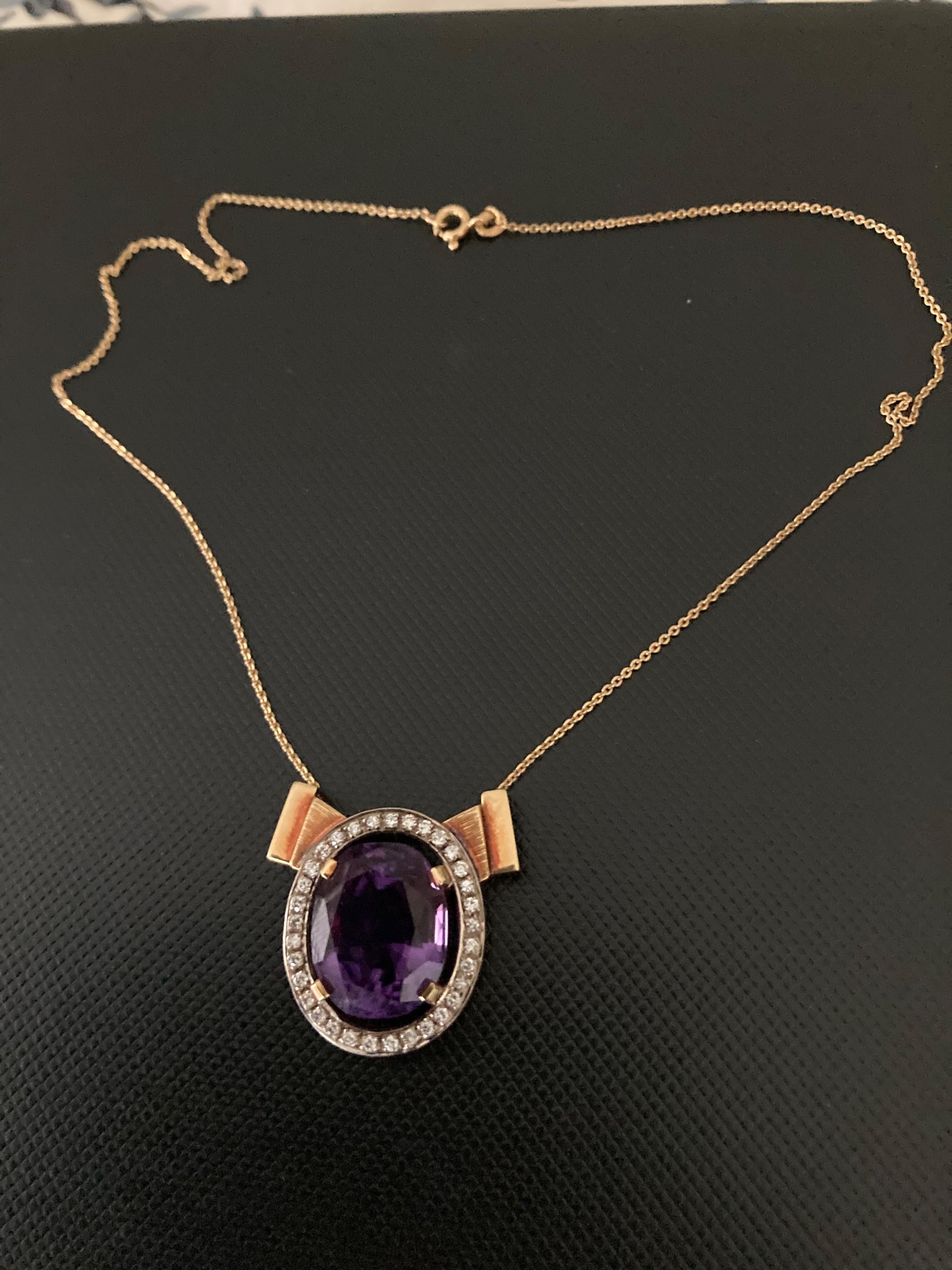 Bespoke Oval Amethyst Pendant Necklace