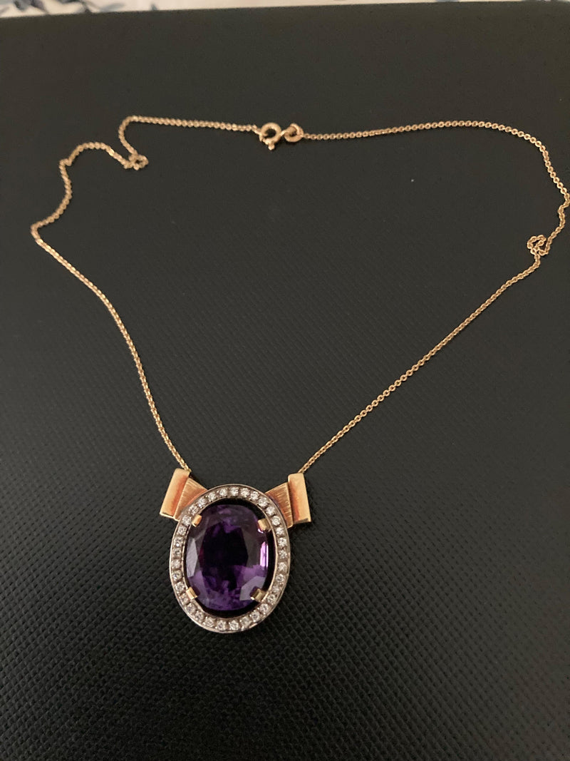 Bespoke Oval Amethyst Pendant Necklace