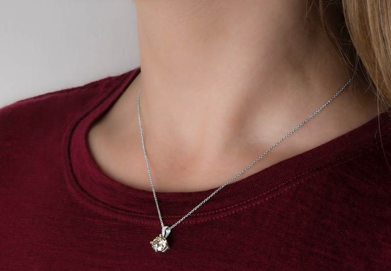 White Gold Round Brilliant Cut Diamond Pendant Necklace 1.50ct
