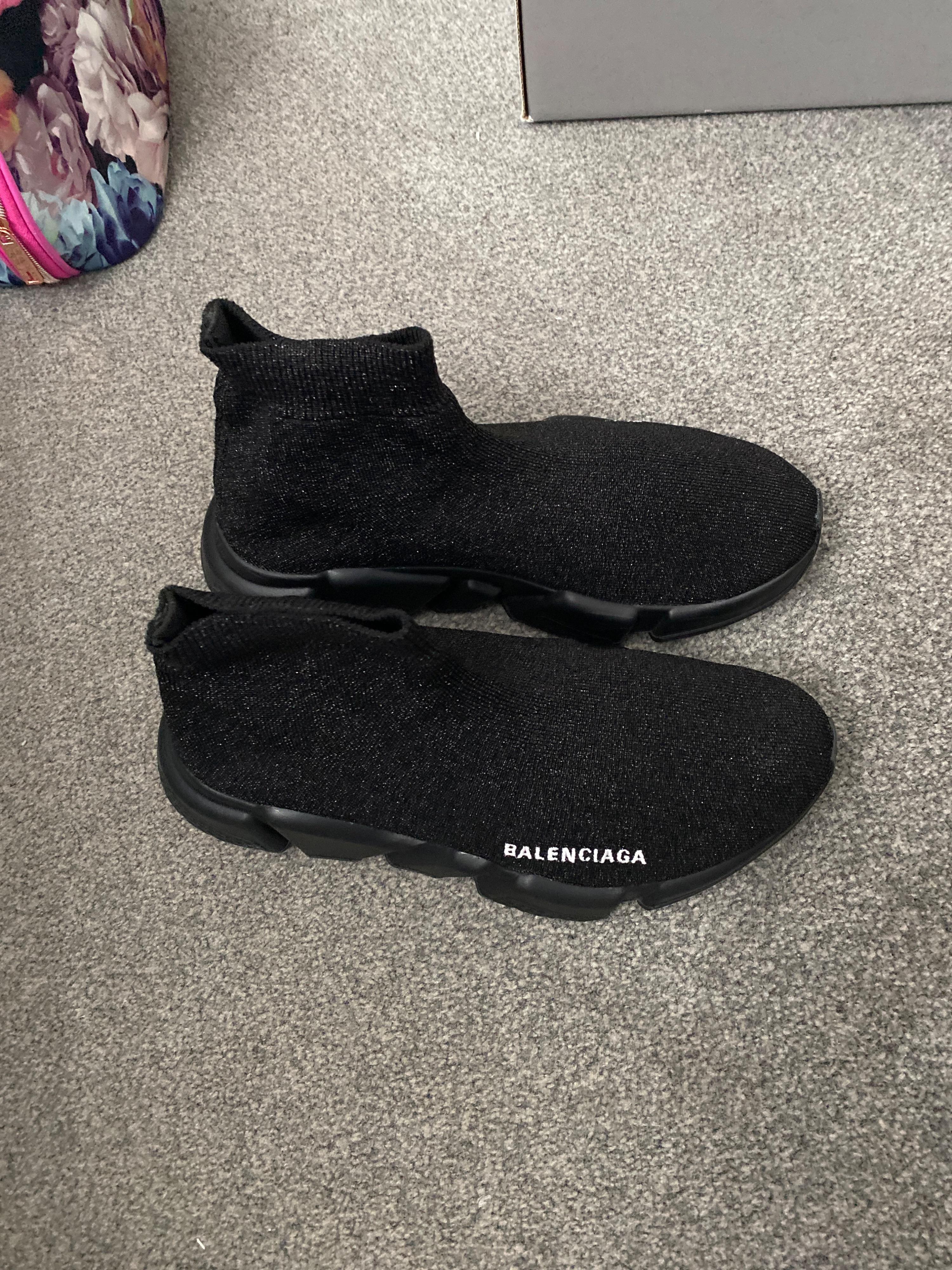 Black glitter stretch knit Speed trainers