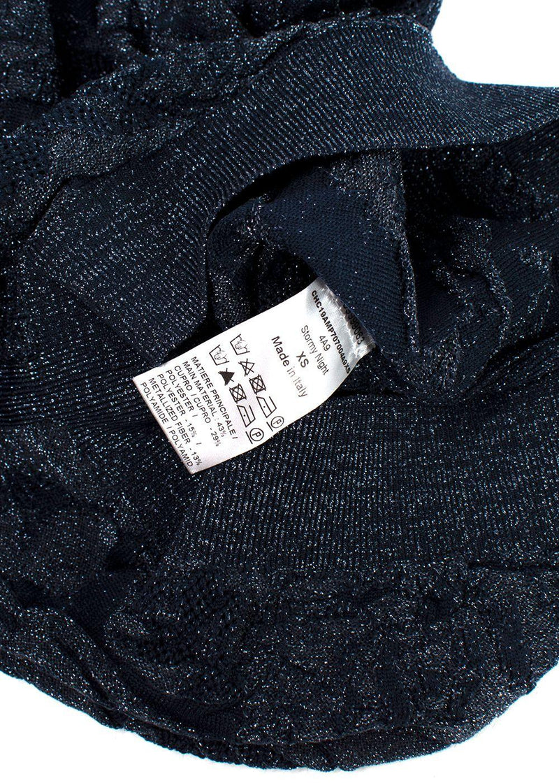 Chloe Navy Metallic Jacquard Knit Turtleneck Sweater