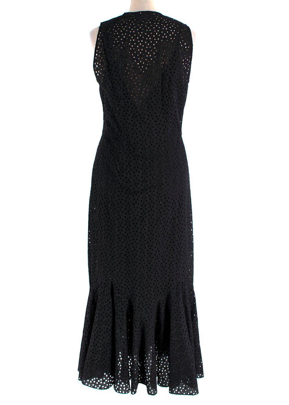 RAEY Black Broidery Anglaise Sleeveless Midi Dress