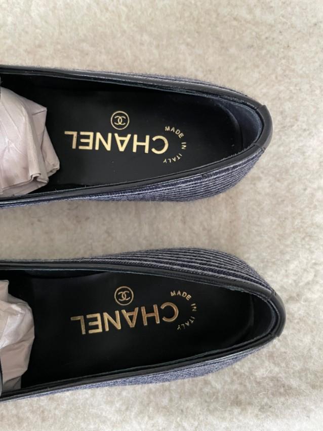 Chanel Striped Room Service CC Loafers
