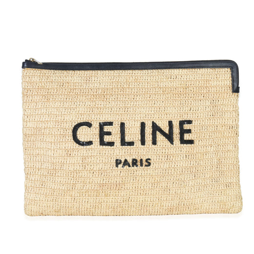 Celine  Raffia Sequin Logo Clutch