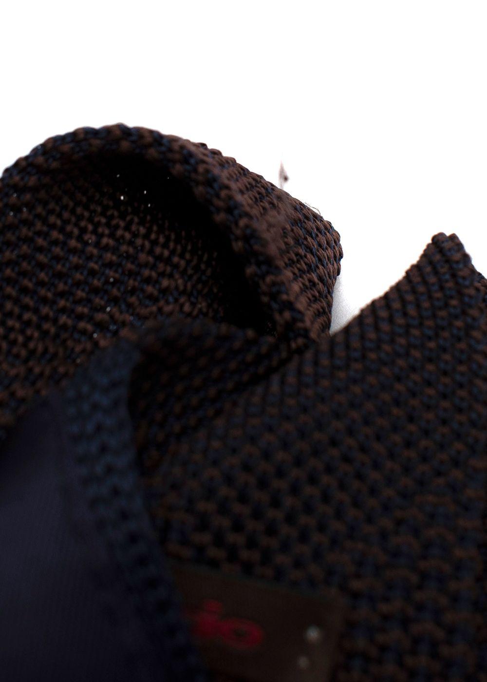 Fiorio Milano Brown Knitted Stripe Square End Tie