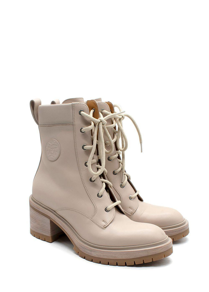 Hermes Blush Bridge Calfskin Leather Ankle Boots