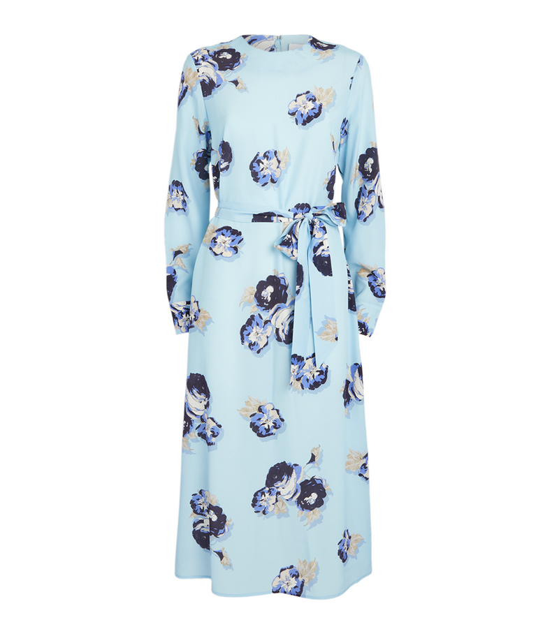 St. John  Floral-printed Long-sleeve Dress