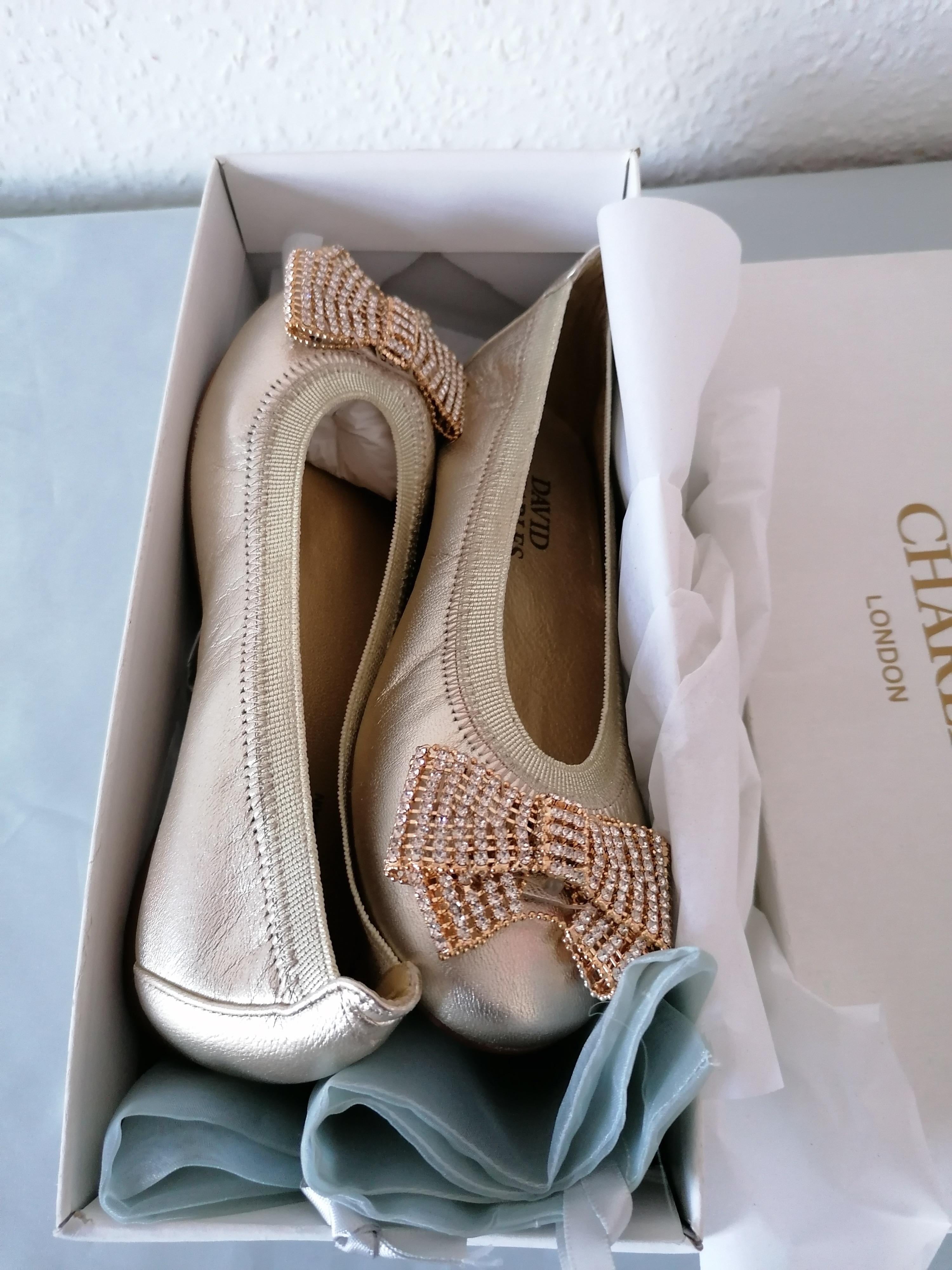 Metallic Pink Leather Bow Front Ballerinas