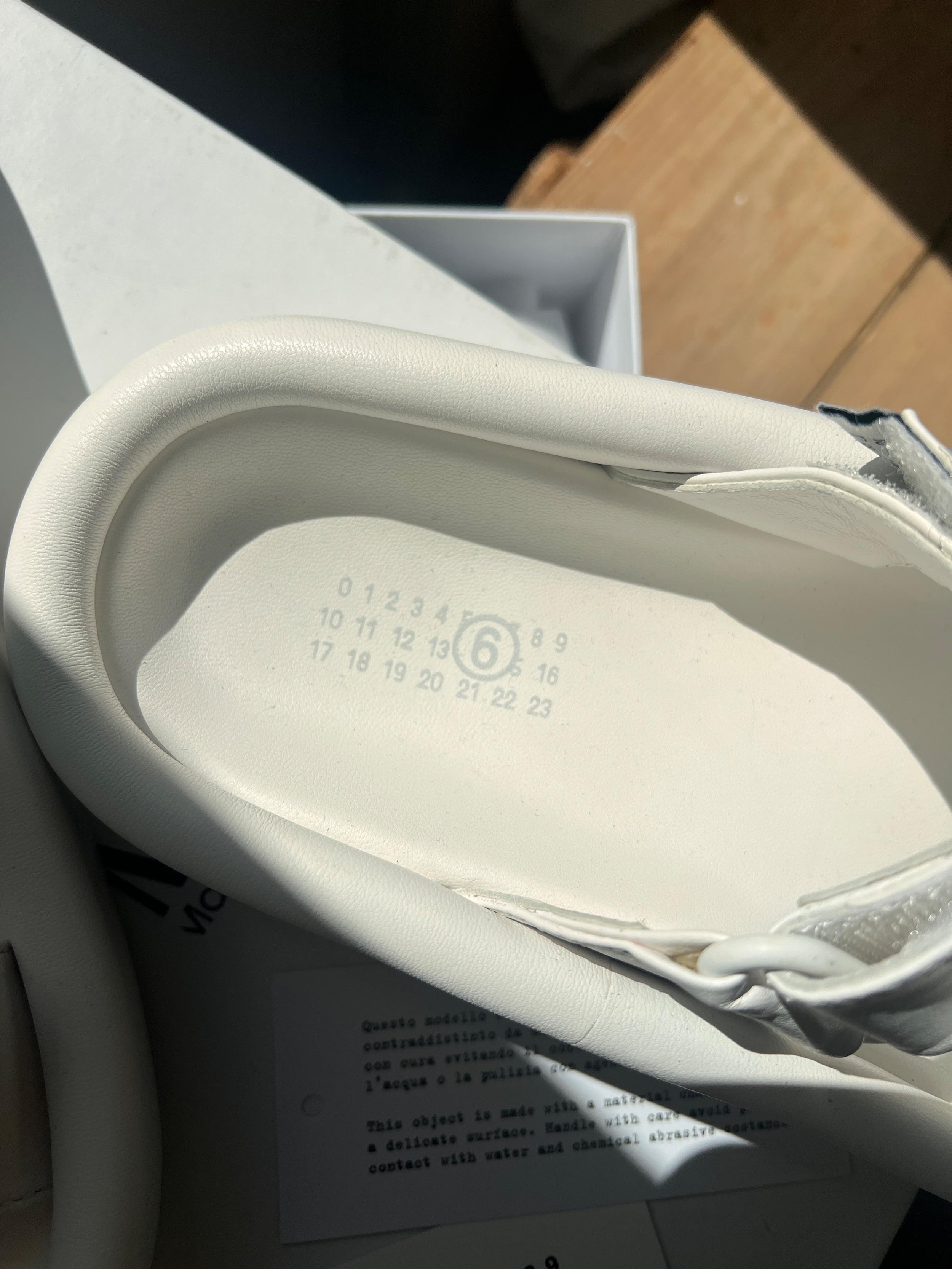 MM6 White Leather Sandals