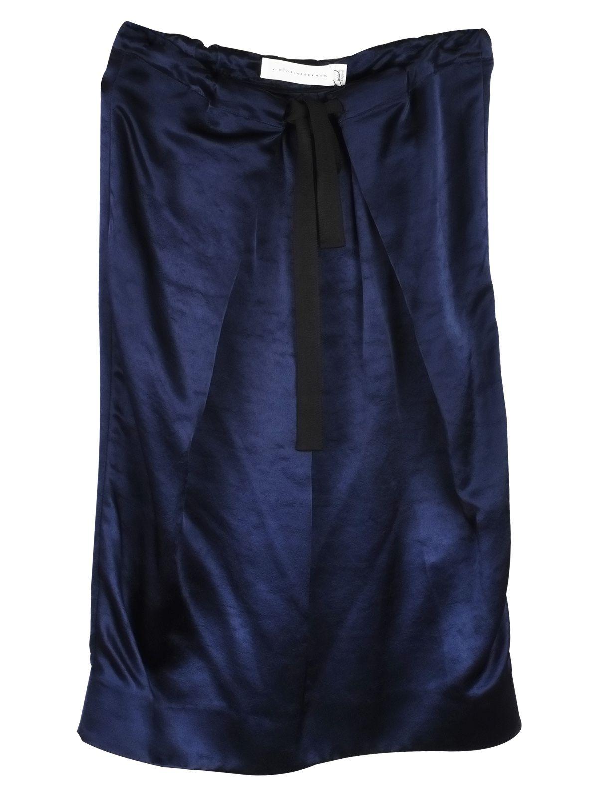 Blue satin drawstring waist skirtr