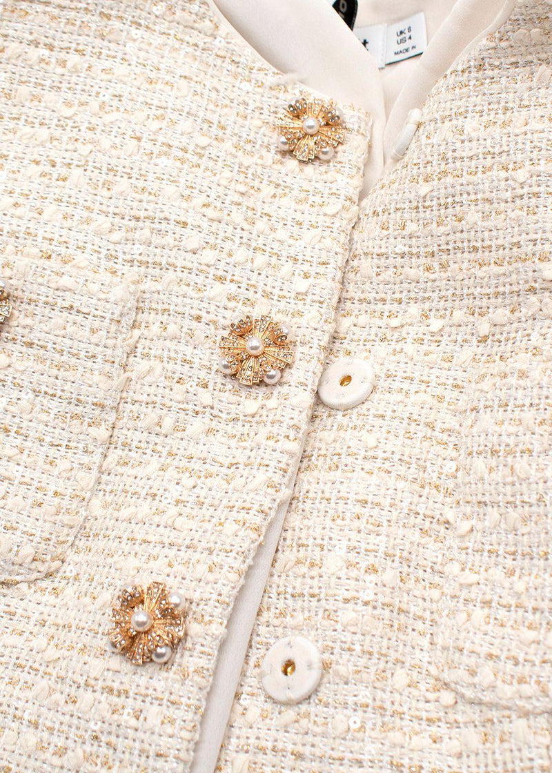 Self Portrait Cream Sequin Mini Blazer Dress